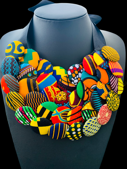 Ankara Print Fabric Collar Choker Necklace