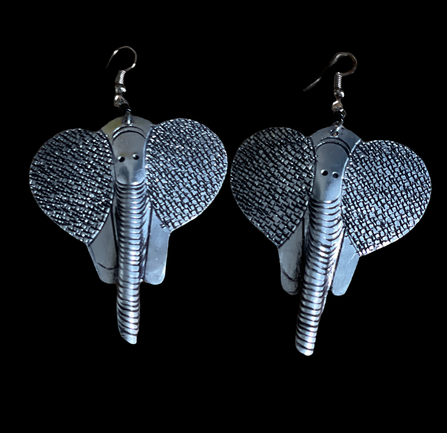 Authentic Engraved Elephant Head Shaped Brass Dangle Earrings