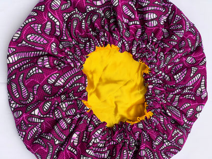 African Ankara Cotton Print Fabric With Satin Silk Lining Revisable Bonnet Caps