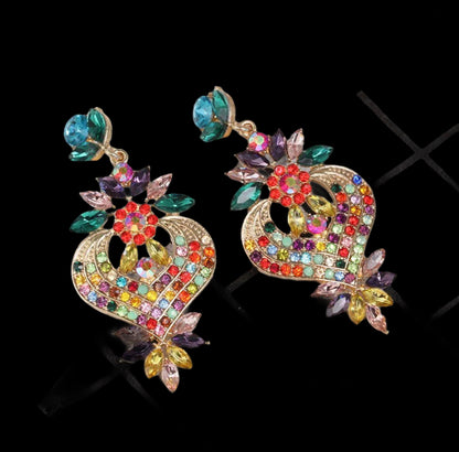 Luxury Multicolour Elegant Rhinestones Crystal Statement Earrings
