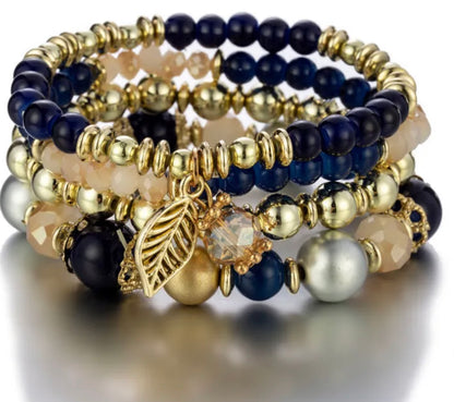 Bohemia 4 Pieces Beaded Charm Bracelets Sets