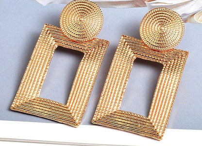 Elegant Rectangle Statement Dangle Stud Earrings