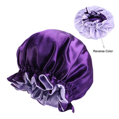 Large Luxury Satin Silk Revisable Bonnet Caps With Ruffle Edges