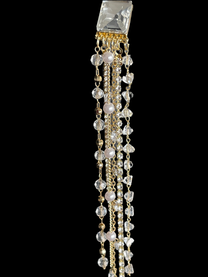 Long Elegant Crystal Diamante Rhinestone Tassel Earrings