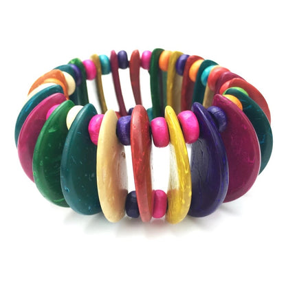 Coconut Shell Beaded Bangle Bracelets