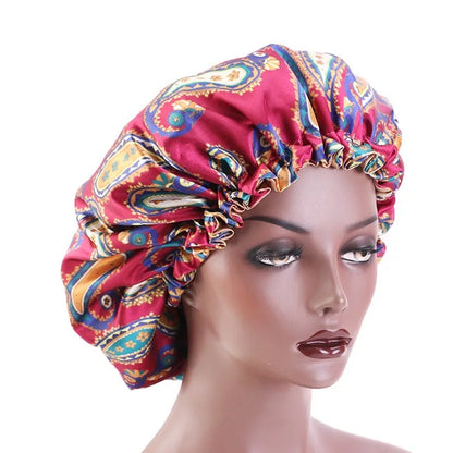 Adjustable Double Layered Revisable Satin Silk Bonnet Caps
