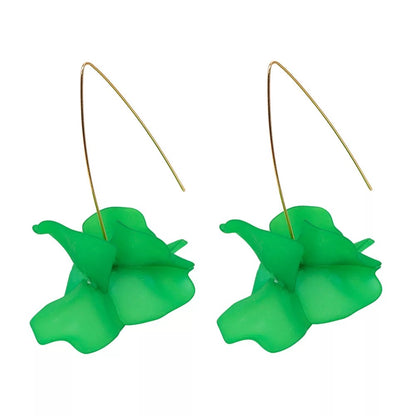 Lightweight Acrylic Flower Petals Wire Dangle Drop Earrings