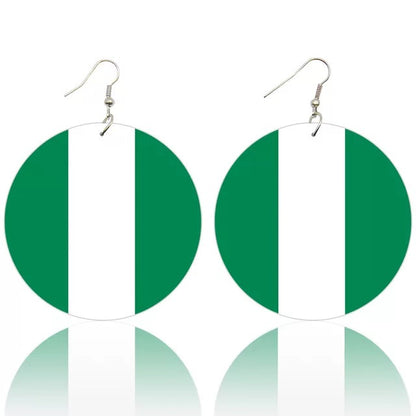 West Africa Countries Hand Painted Flags Wooden Dangle Earrings