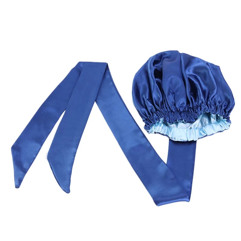 Large Luxury Satin Silk Double Layered Headwrap Bonnet Caps
