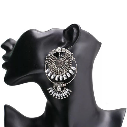 Bohemian Rhinestone Retro Statement Gypsy Style Ethnic Tribal Dangle Earrings