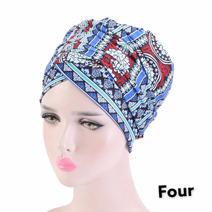 Pre Tied Long Stretch Printed Ankara Fabric Turban Head Wraps