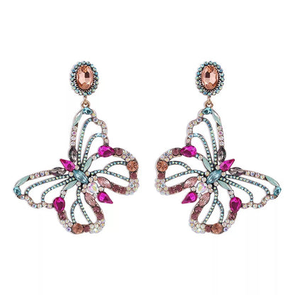 Gorgeous Luxury Multicolour Rhinestones Crystal Butterfly Statement Earrings