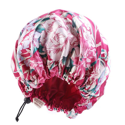 Adjustable Double Layered Revisable Satin Silk Bonnet Caps