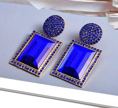 Large Crystal Diamante Rhinestone Elegant Dangle Stud Statement Earrings
