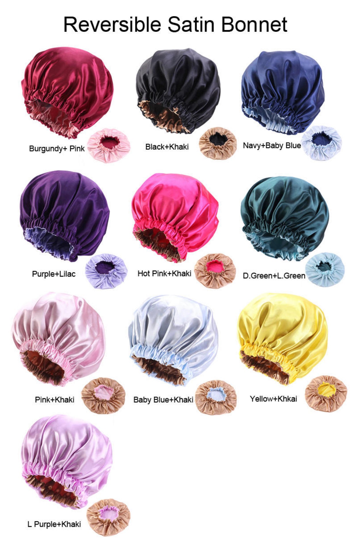 Large Satin Silk Revisable Bonnet Caps With Ruffle Edges