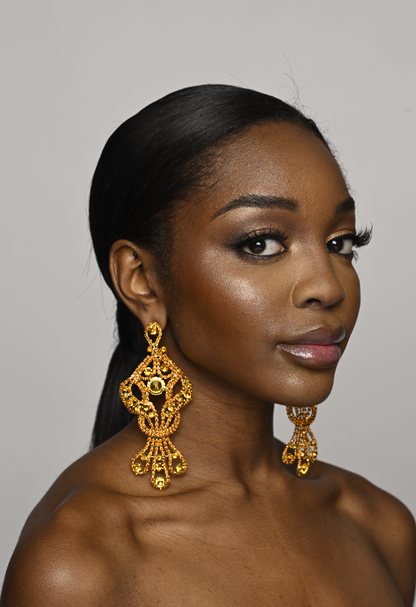 Glamorous Long Teardrop Crystal Diamante Rhinestone Tassel Stud Earrings