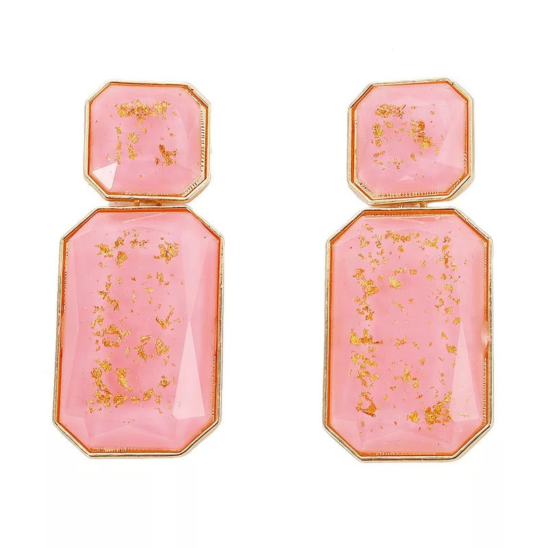 Bohemia Large Double Resin Statement Dangle Stud Earrings