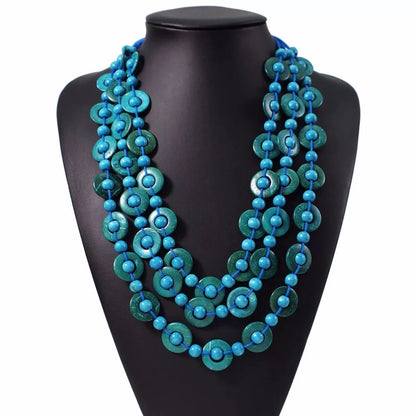 Bohemian Ethnic Coconut Shells Beaded Necklace