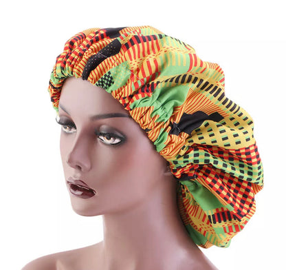 Satin Silk African Pattern Ankara Bonnet Caps