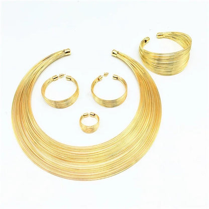 Luxury Multilayer Wire Metal Choker Jewellery Set