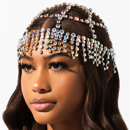 Luxury Crystal Diamante Rhinestone Multi layered Tassels Headpiece Hair Jewelle
