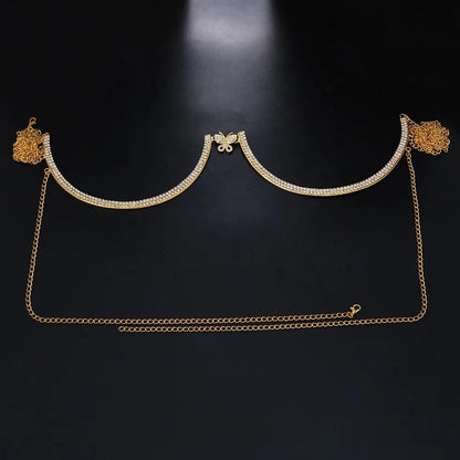 Crystal Rhinestone Bra Bracket Underwear Statement Body Chain Jewellery