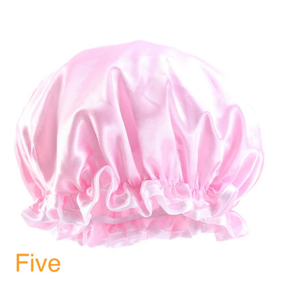 Double Layered Satin Silk Deep Conditioner Reusable Shower Bonnet Caps