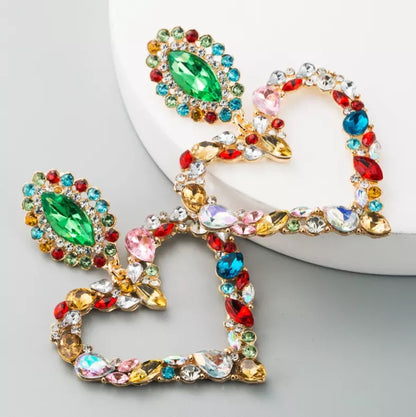 Multicolour Diamante Crystal Rhinestone Sparkle Elegant Statement Earrings