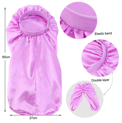 Luxury Satin Silk Long Double Layered Bonnet Caps For Braids And Long Hair