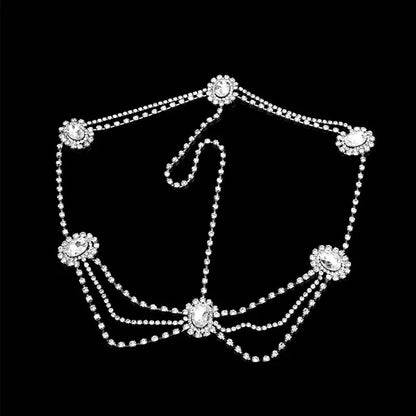 Crystal Diamante Rhinestone Multi layered Tassels Headpiece Hair Jewellery
