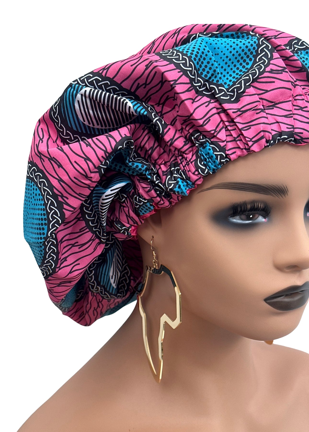 Satin Silk Revisable Ankara Bonnet Caps
