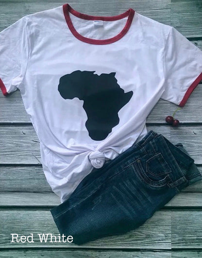 Heritage Printed Outlined Africa Map Cotton T Shirts