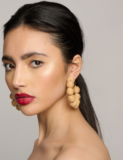 Beautiful Beaded Rattan Statement Hoop Earrings