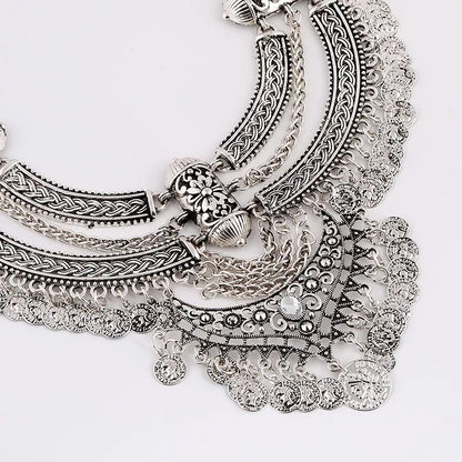 Boho Tribal Gypsy Indian Turkish Moroccan Native Inspired Style Necklace Set