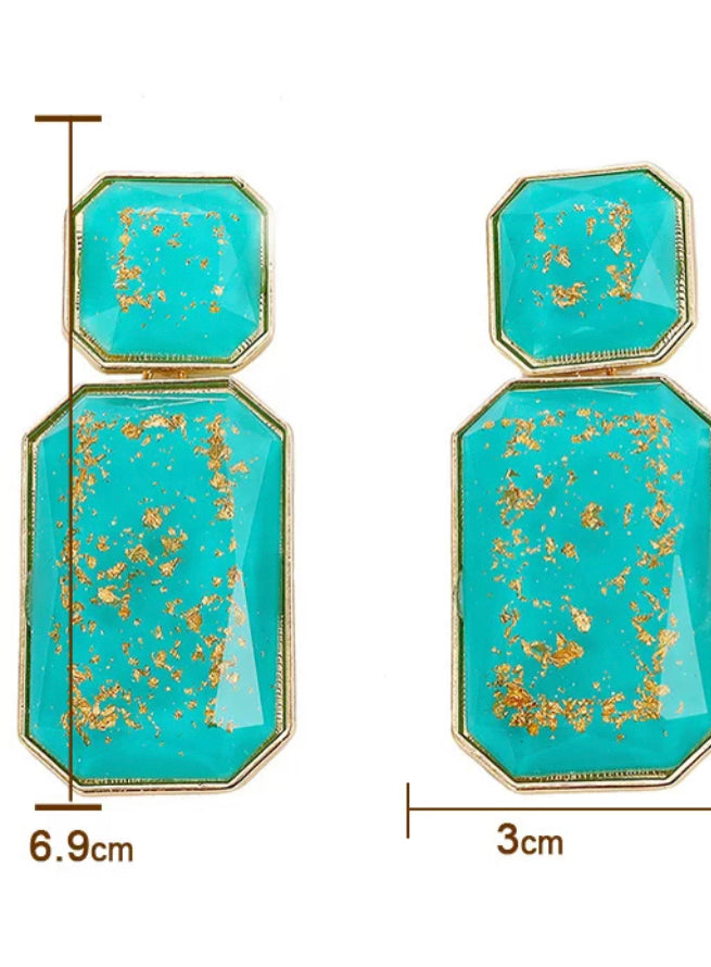 Bohemia Large Double Resin Statement Dangle Stud Earrings