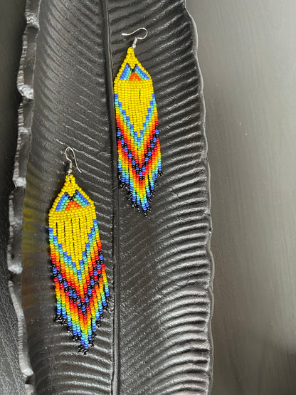 Long Multicolour Authentic Maasai Zulu Style Tribal Ethnic Tassel Earrings