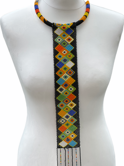Authentic Multicoloured Long Fringe Tassels Zulu Tribal Ethnic Beaded