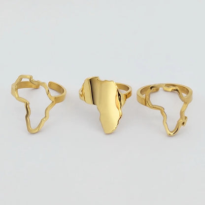 Adjustable Africa Map Stainless Steel Rings