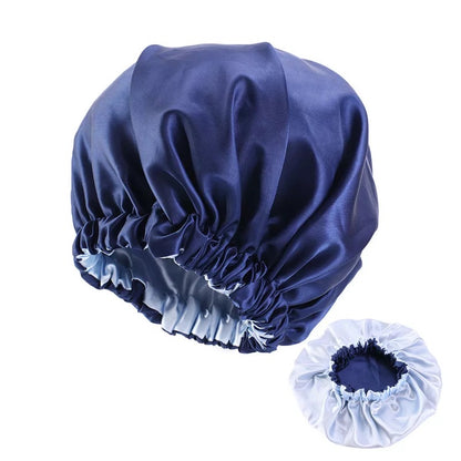 Large Satin Silk Revisable Bonnet Caps With Ruffle Edges