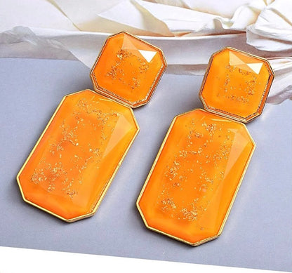 Bohemia Large Double Resin Statement Dangle Stud Earrings