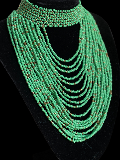 Authentic Green Tribal African Ethnic Maasai Choker Necklace
