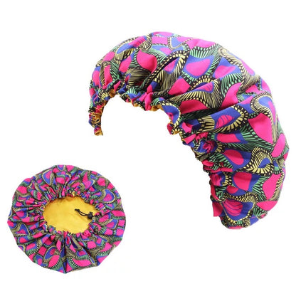 Adjustable Double Layered Revisable Satin Silk Bonnet Caps