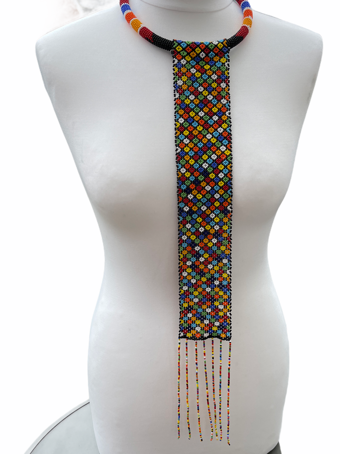 Authentic Multicoloured Long Fringe Tassels Zulu Tribal Ethnic Beaded