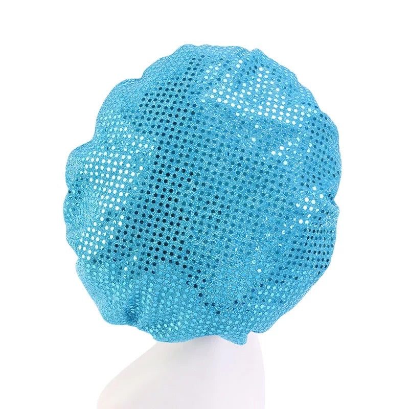 Sequinned Adjustable Double Layered Satin Silk Bonnet Caps