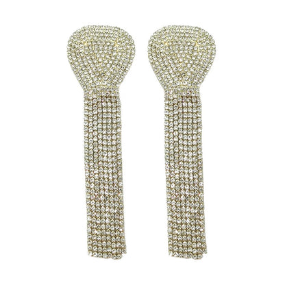 Elegant Crystal Diamante Rhinestone Tassels Stud Earrings