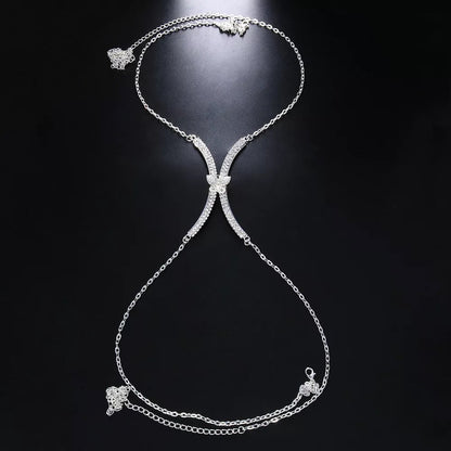 Crystal Rhinestone Centred Bra Bracket Underwear Statement Body Chain Jewellery