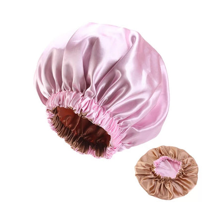 Large Satin Silk Revisable Bonnet Caps With Ruffle Edges