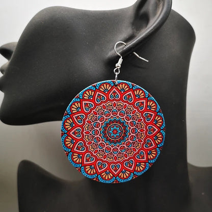 Hand Painted Heritage Wooden Dangle Earrings