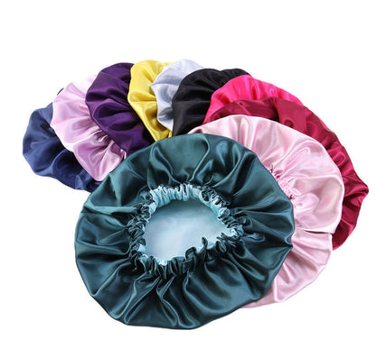 Large Satin Silk Revisable Bonnet Caps With Ruffle Edges