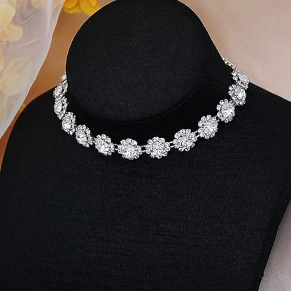 Elegant 1CM Wide Sparkling Rhinestones Crystal Choker Necklaces